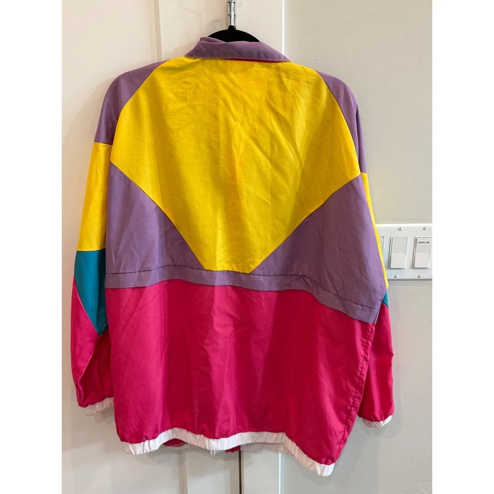 Funny Guy Mugs Retro 80s 90s Colorblock Nylon Windbreaker Jacket Pink Purple M